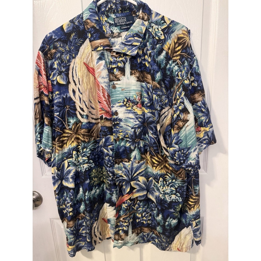 Polo Ralph Lauren Hula Hawaiian Shirt Mens 2xl Tropical Island Aloha Camp Loop